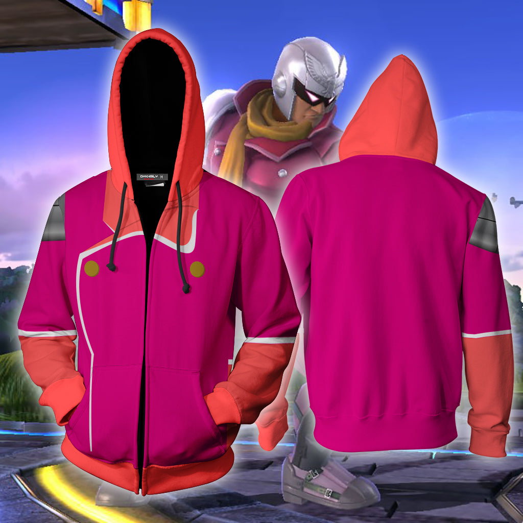 Captain Falcon Pink Cosplay Zip Up Hoodie Jacket 4XL