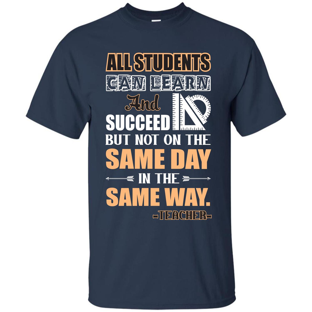 Teacher T-shirt All Students Can Learn And Succeed Navy