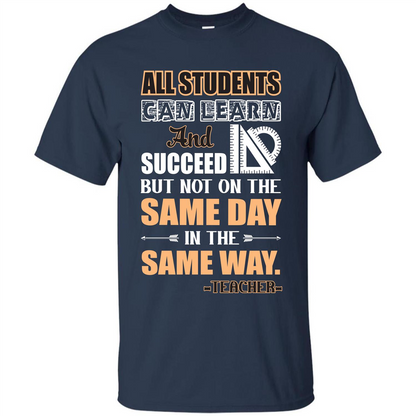 Teacher T-shirt All Students Can Learn And Succeed Navy