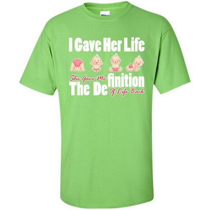 Mommy T-shirt I Gave Her Life. She Gave Me The Definition Of Life Back Lime