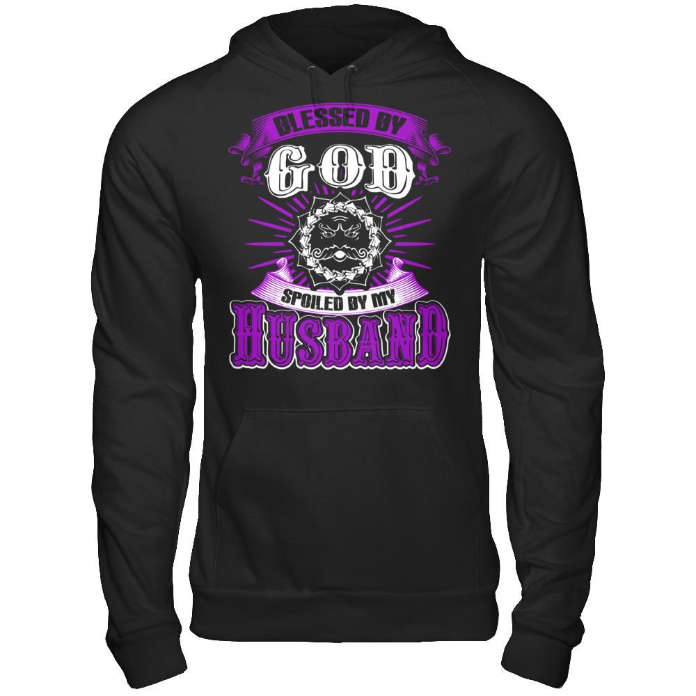 Blessed By God Spoiled By My Husband T-shirt Gildan - Pullover Hoodie Black