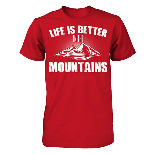 Life Is Better With Mountains Gildan - Short Sleeve Tee Red