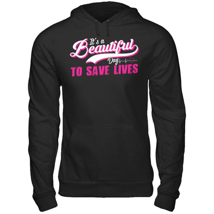 It's A Beautiful Day To Save Lives Gildan - Pullover Hoodie Black