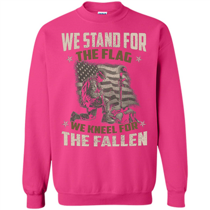 Military T-Shirt We Stand For The Flag We Kneel For The Fallen Heliconia