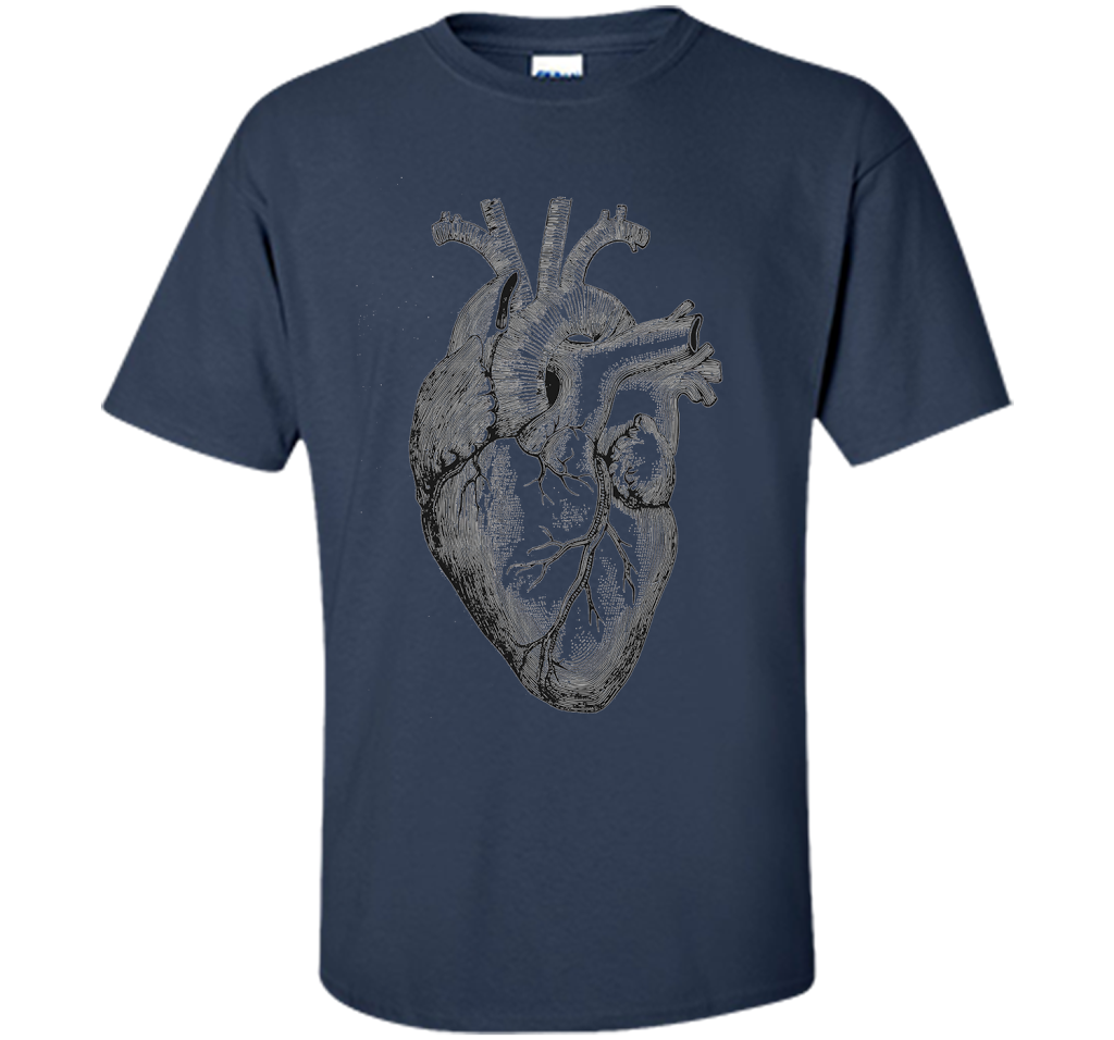 Real Anatomical Human Heart T-shirt Navy