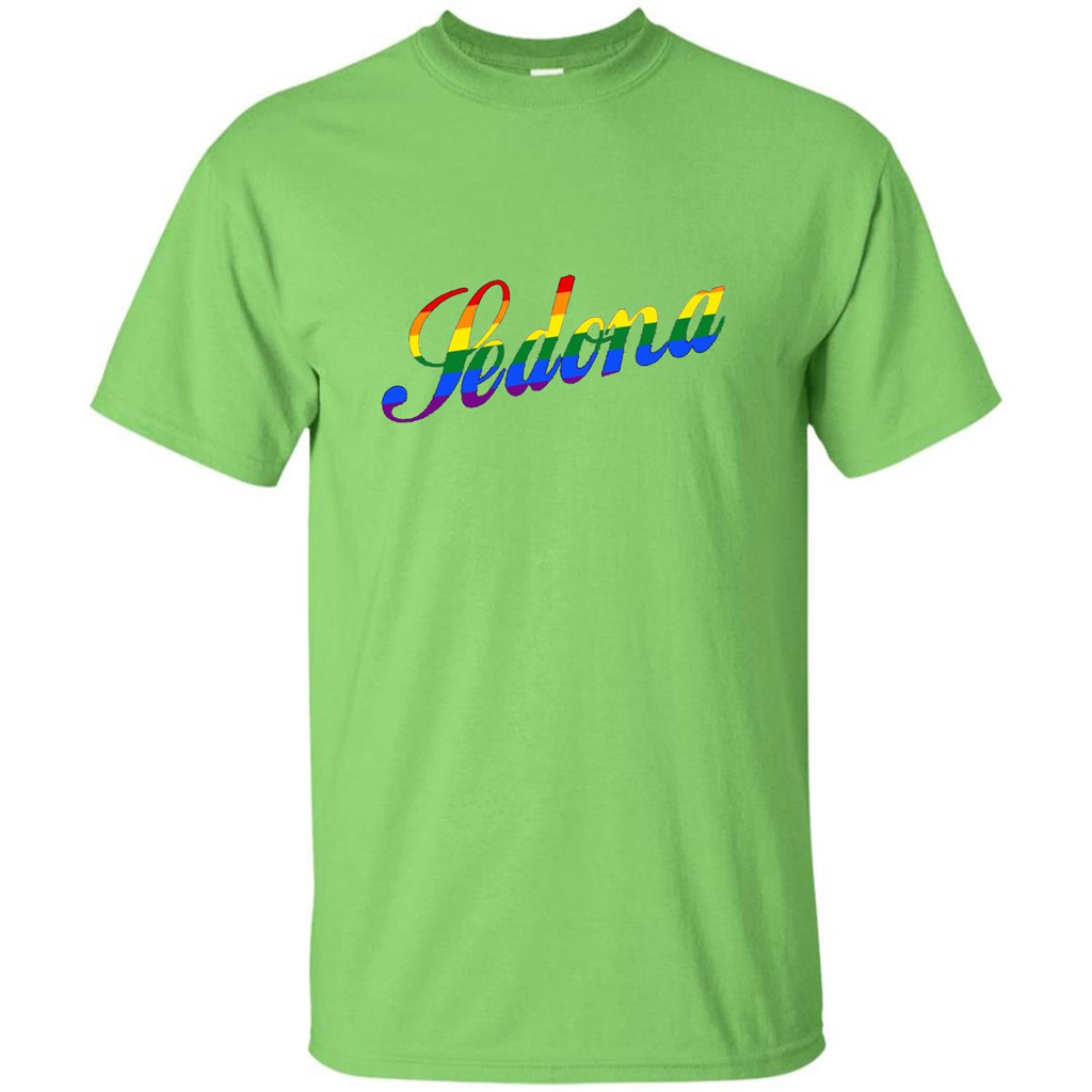 Sedona AZ Arizona LGBTQ Rainbow Flag T-shirt Lime
