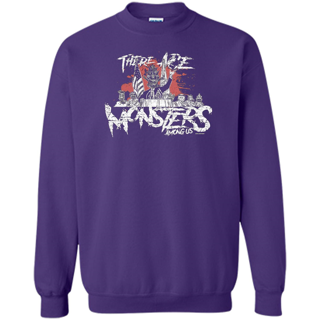 There Are Monsters Among Us T-shirt Purple
