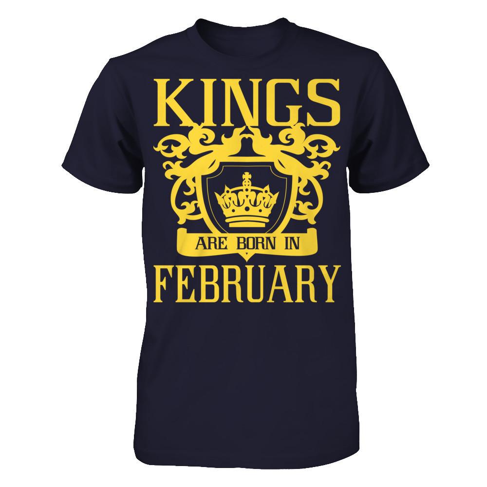 Kings Are Born In February T-shirt Next Level - Unisex Fitted Tee Midnight Navy