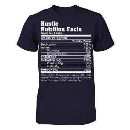 Hustle Nutrition Facts T-shirt Next Level - Unisex Fitted Tee Midnight Navy