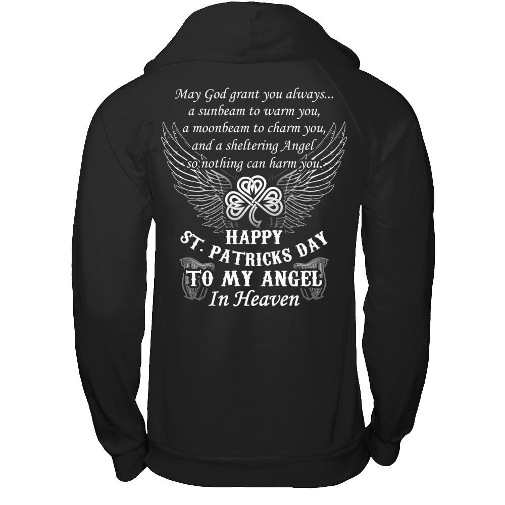 Happy St.Patricks Day To My Angel In Heaven T-shirt Gildan - Pullover Hoodie Black