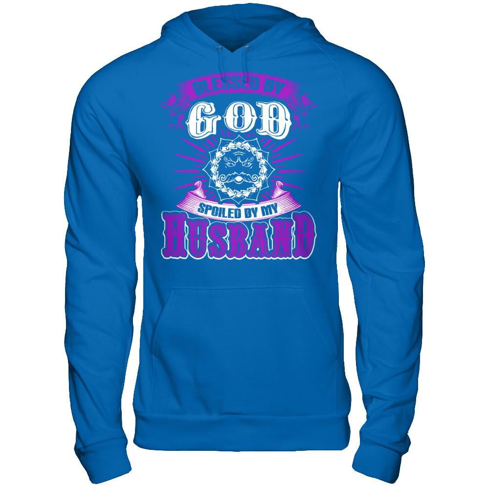 Blessed By God Spoiled By My Husband T-shirt Gildan - Pullover Hoodie Royal
