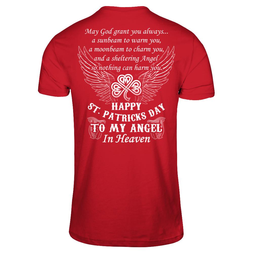 Happy St.Patricks Day To My Angel In Heaven T-shirt Gildan - Short Sleeve Tee Red