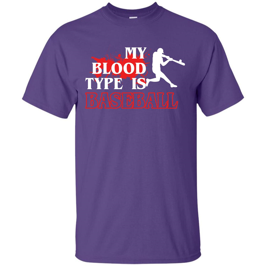 Baseball T-shirt My Blood Type Is Baseball Purple