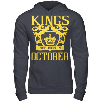 Kings Are Born In October T-shirt Gildan - Pullover Hoodie Dark Heather
