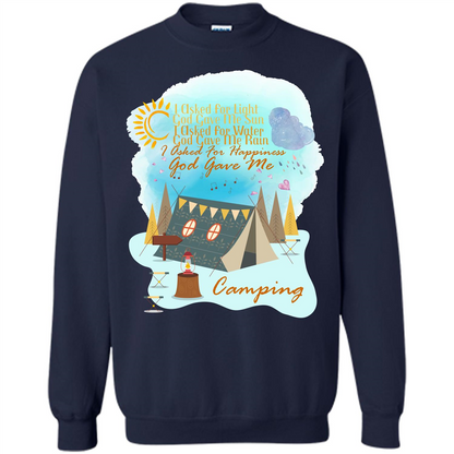 Camping T-shirt I Asked For Happiness God Gave Me Camping Navy