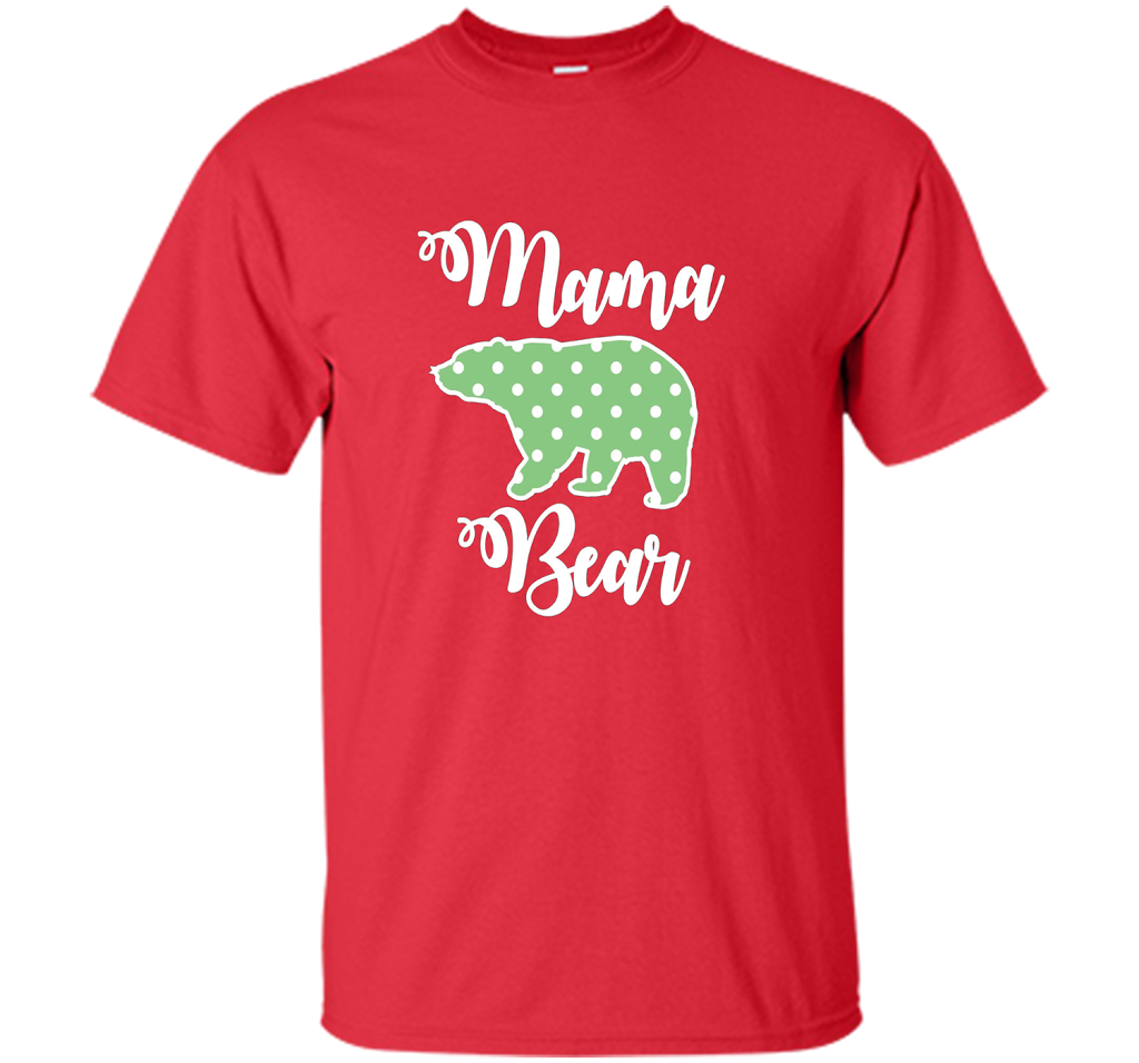 Women's Mama Bear T-Shirt | Mama Bear Polka Dot Shirt shirt Red