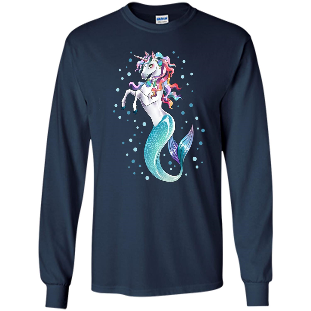 Unicorn Mermaid Mermicorn Cute T-Shirt Navy