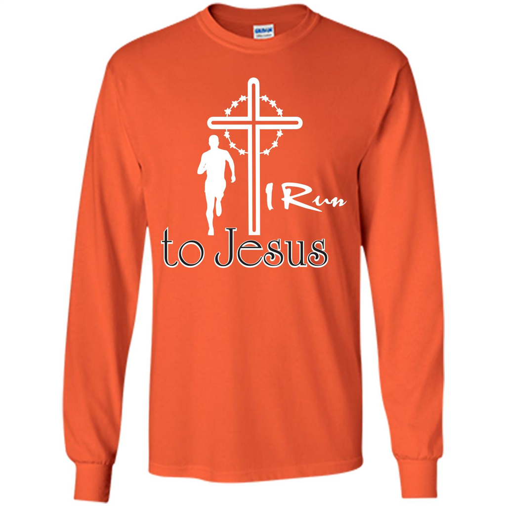 Christian T-shirt I Run To Jesus T-shirt Orange