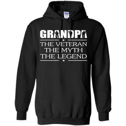 Fathers Day T-shirt Grandpa The Veteran The Myth The Legend Black