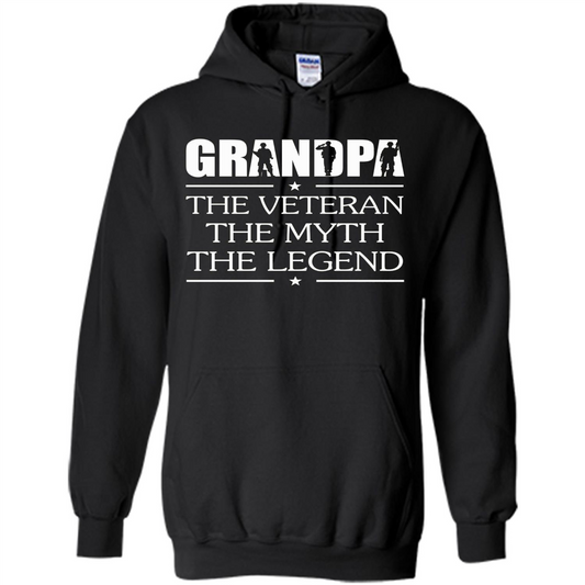 Fathers Day T-shirt Grandpa The Veteran The Myth The Legend Black
