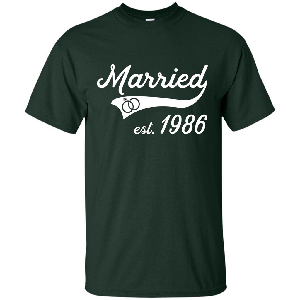 Married Since 1986 T-shirt Wedding Anniversary T-Shirt Forest Green