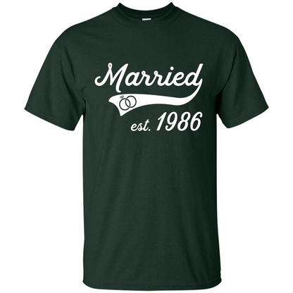 Married Since 1986 T-shirt Wedding Anniversary T-Shirt Forest Green