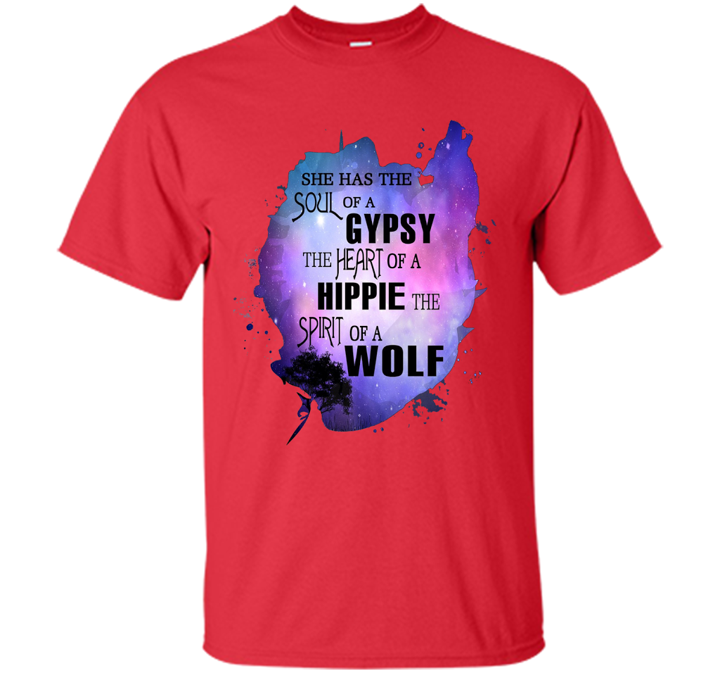The Soul of a Gypsy Heart of a Hippie Spirit of a Wolf Shirt t-shirt Red