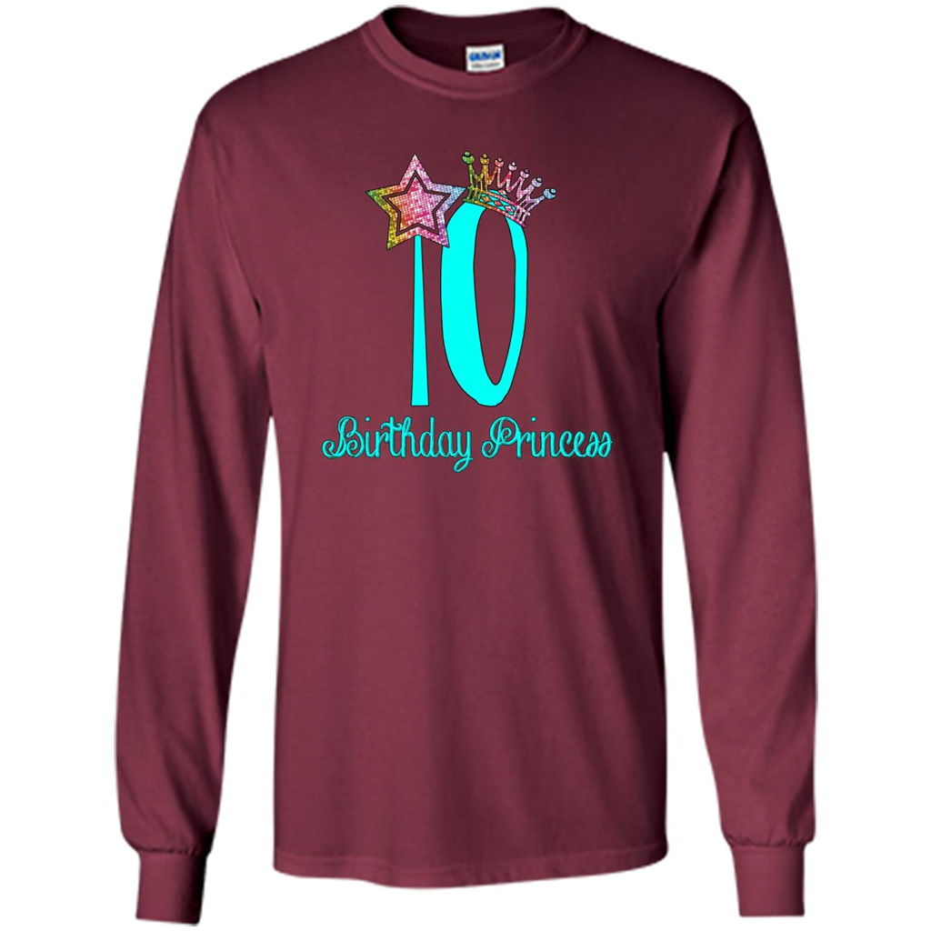 Birthday Princess Tiara T-shirt Tenth Birthday T-Shirt Maroon