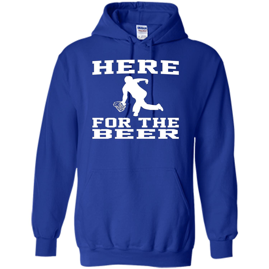 Funny Bowling Drinking Shirt Here For The Beer T-shirt Royal