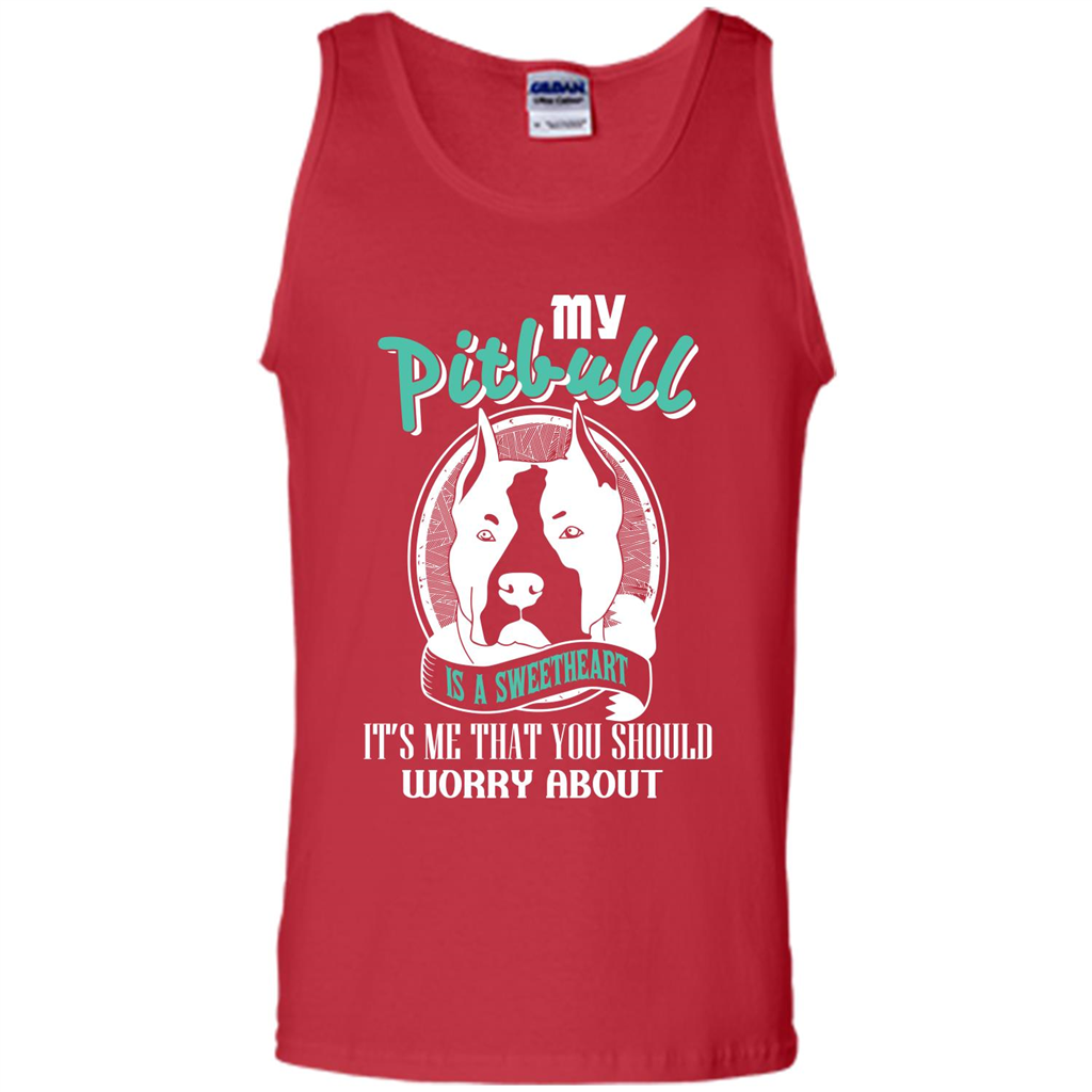 Pitbull Lover T-shirt My Pitbull Is A Sweetheart Red