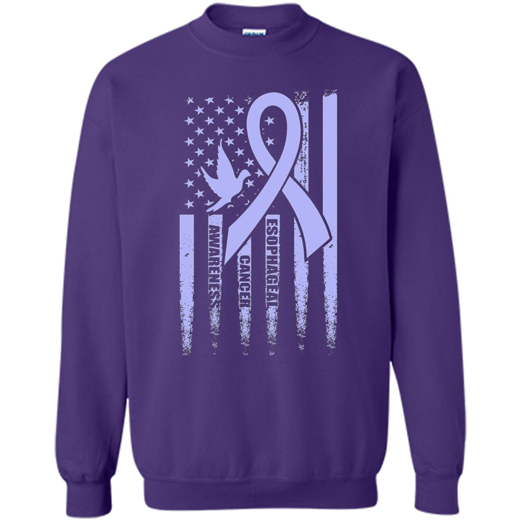 Esophageal Cancer USA Flag Periwinkle Ribbon and Dove T-shirt Orange