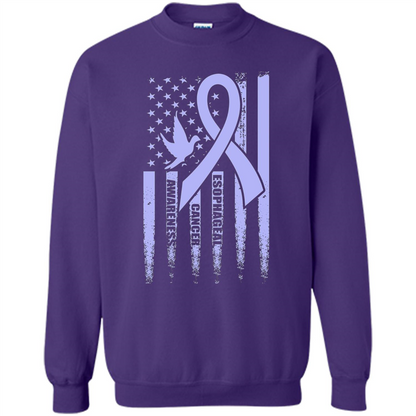 Esophageal Cancer USA Flag Periwinkle Ribbon and Dove T-shirt Orange