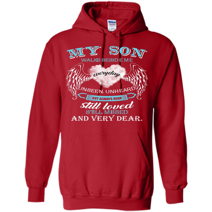 Parent T-shirt My Son Walks Beside Me Everyday Unseen Unheard T-shirt Red