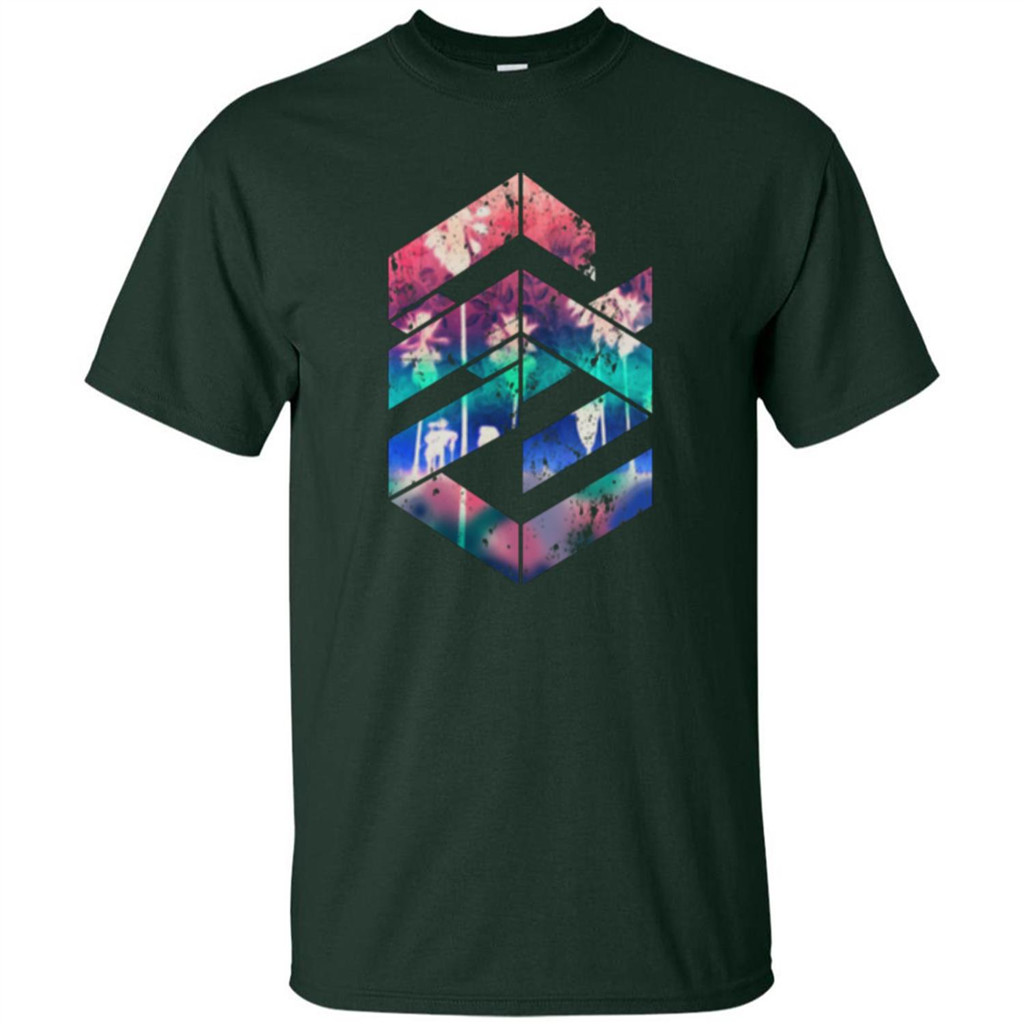 Red Summer Beach Palm Trees T-shirt Forest Green