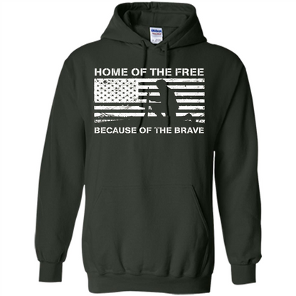 Military T-shirt Home Of The Free Because Of The Brave Forest Green