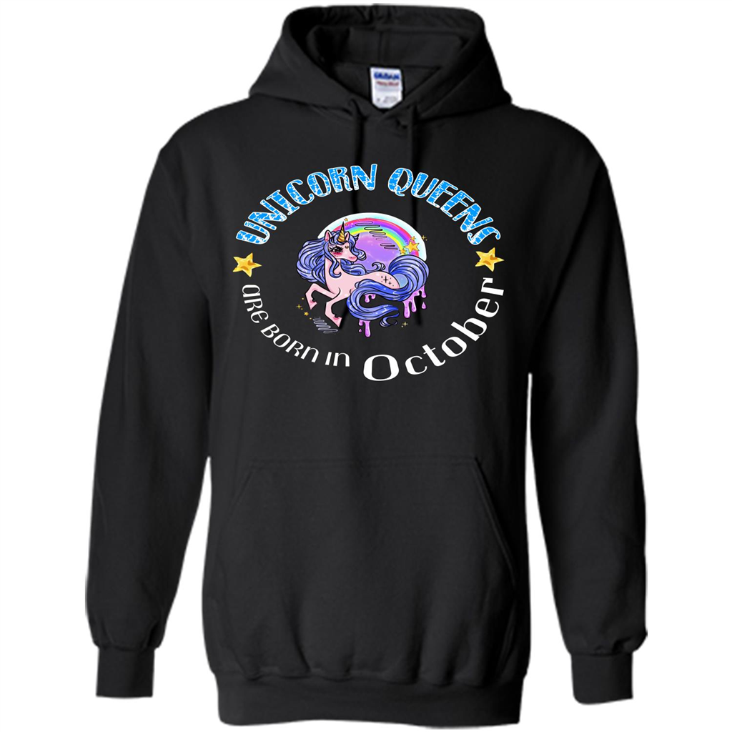 October Unicrorn T-shirt Unicorn Queens Are Born October Black