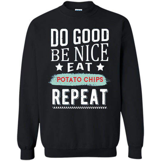 Do Good Be Nice Potato Chips Repeat T-Shirt Black