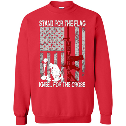 Mens Stand for the flag Kneel for the cross T Shirt Red
