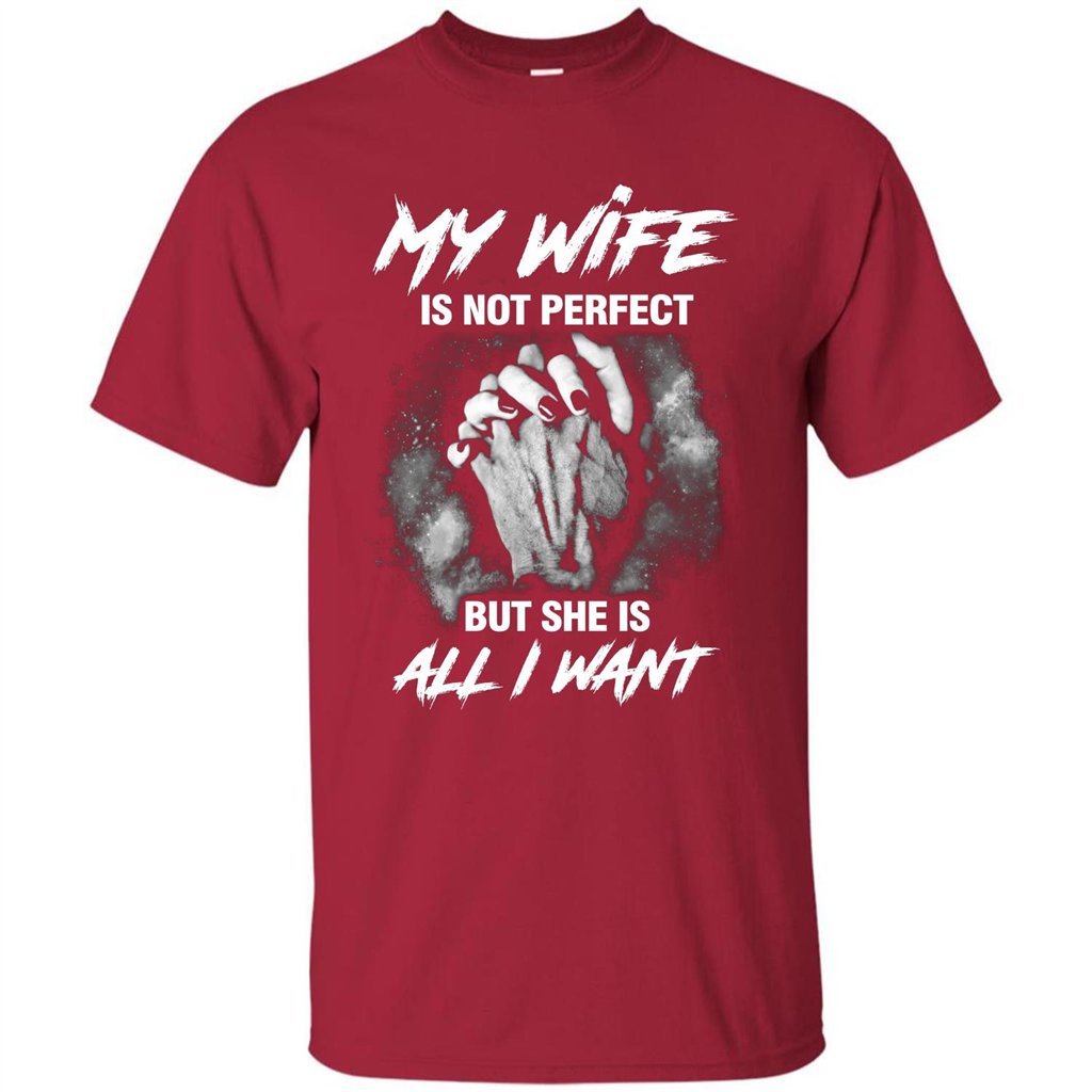 Husband T-shirt My Wife Is Not Perfect But She Is All I Need Cardinal