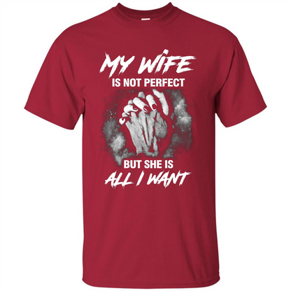 Husband T-shirt My Wife Is Not Perfect But She Is All I Need Cardinal