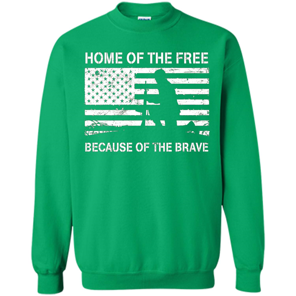 Military T-shirt Home Of The Free Because Of The Brave Irish Green