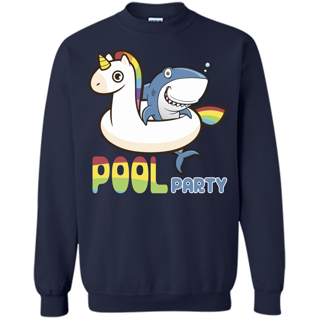 Pool Party T-shirt Unicorn Float Funny Shark Navy