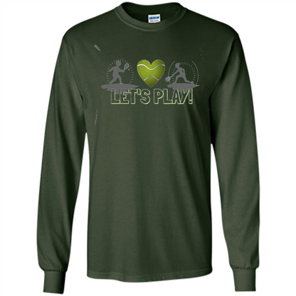 Funny Tennis T-shirt Let's Play Tennis T-shirt Forest Green