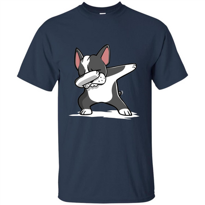 Dabbing Boston Terrier Dog T-Shirt Dab Dance T-shirt Navy