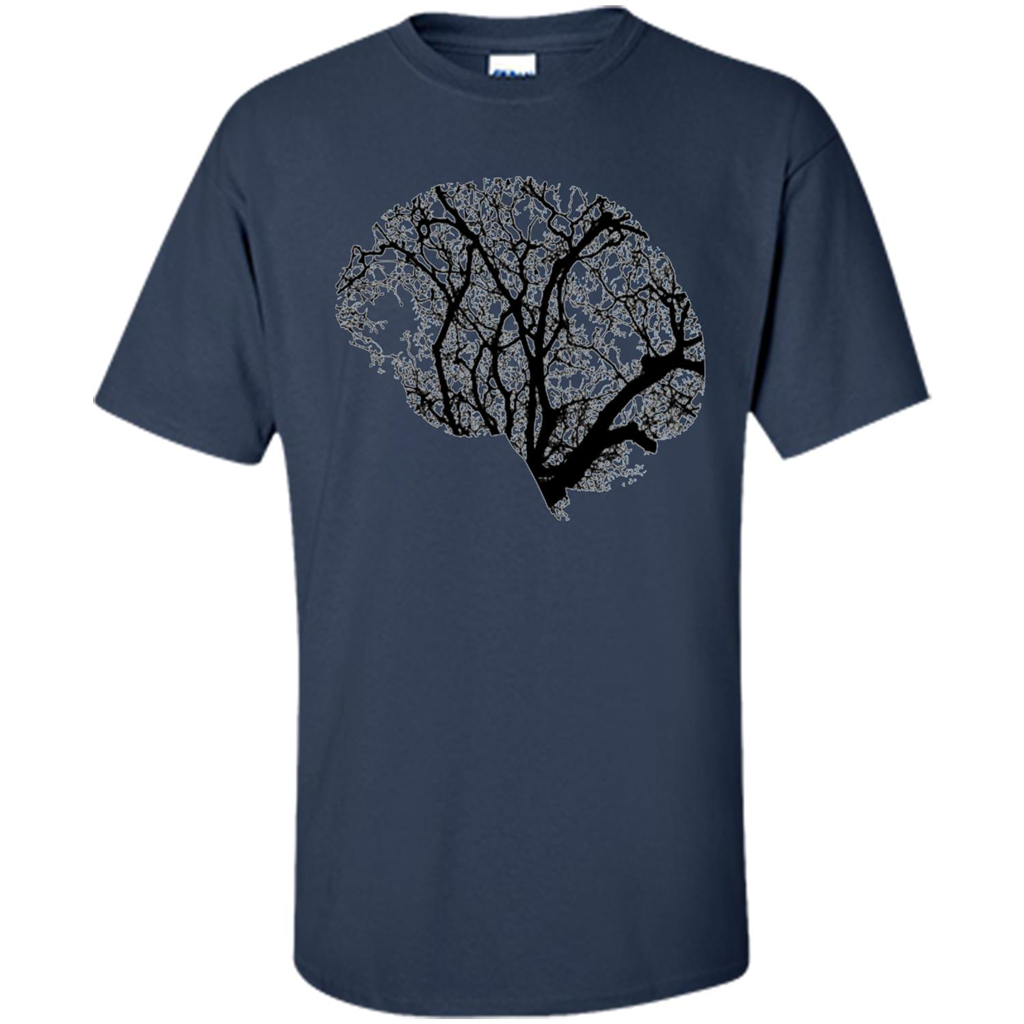 Science Nature T-Shirt Head Brain Tree Navy