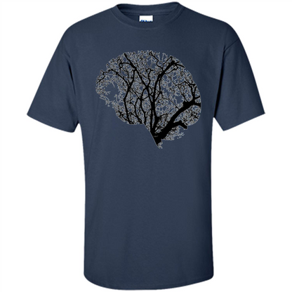 Science Nature T-Shirt Head Brain Tree Navy