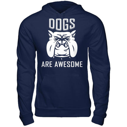 Love Dogs - Dogs Are Awesome Gildan - Pullover Hoodie Navy