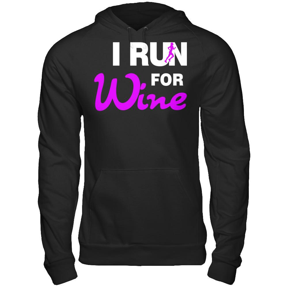 I Run For Wine T-shirt Gildan - Pullover Hoodie Black