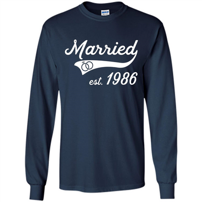 Married Since 1986 T-shirt Wedding Anniversary T-Shirt Navy