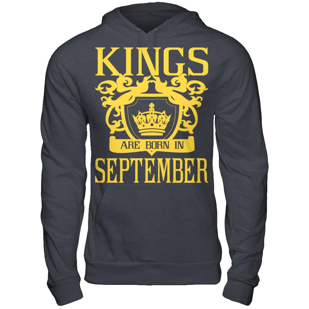 Kings Are Born In September T-shirt Gildan - Pullover Hoodie Dark Heather
